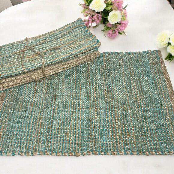Chardin Home Natural Jute Placemats Set Of 4 Rustic Farmhouse 13x19 Place Mats - Picture 1 of 7